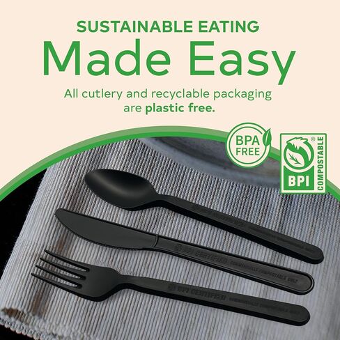Compostable Cutlery Set, Plant-Based Compostable Utensils Disposable, Dishwasher-Safe Compostable Silverware, 380-Piece Disposable Cutlery, Plant a Tree with Every Box, Ivory White in Saudi Arabia
