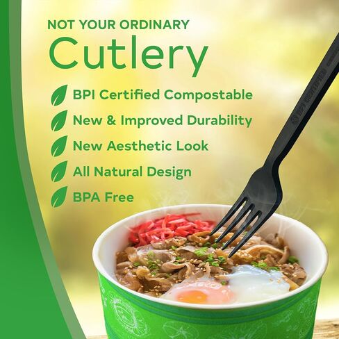 Compostable Cutlery Set, Plant-Based Compostable Utensils Disposable, Dishwasher-Safe Compostable Silverware, 380-Piece Disposable Cutlery, Plant a Tree with Every Box, Ivory White in Saudi Arabia