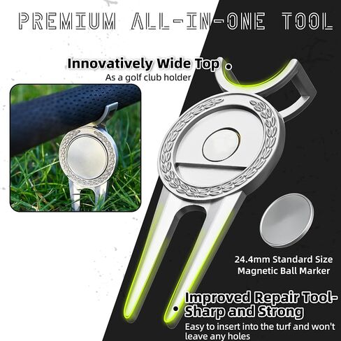 Mile High Life Golf Divot Repair Tool with Magnetic Golf Ball Marker, Golf Club Holder, Golf Gift for Golfer in Saudi Arabia