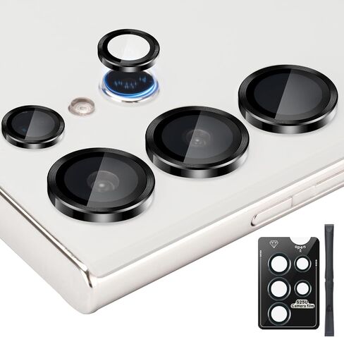 Camera Lens Protector for Samsung Galaxy S25 Ultra, Individual Tempered Glass Aluminum Alloy Ring Lens Cover with Installation Tray Fit for Samsung Galaxy S25 Ultra Diamond Colorful in Saudi Arabia
