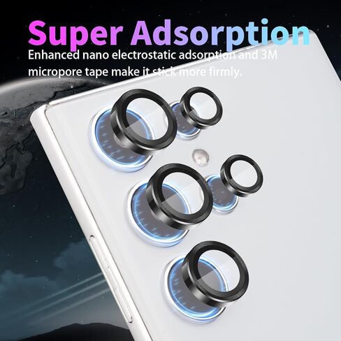 Camera Lens Protector for Samsung Galaxy S25 Ultra, Individual Tempered Glass Aluminum Alloy Ring Lens Cover with Installation Tray Fit for Samsung Galaxy S25 Ultra Diamond Colorful in Saudi Arabia