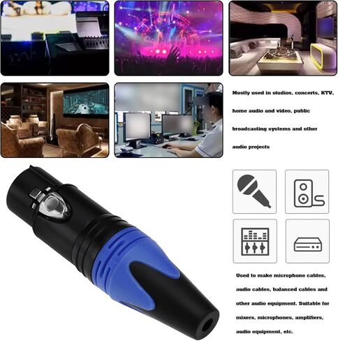 The Lord of the Tools 2Pcs Female 3-Pin XLR Connector Plug 3-Pin in Line XLR Connectors for Microphone Mic Cable Plug Connector Audio Speaker Socket Blue in Saudi Arabia