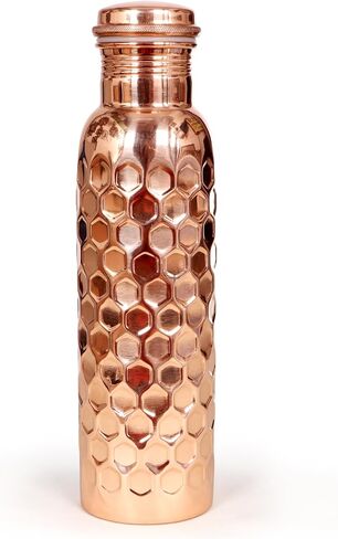 33oz Pure Copper Water Bottle for Drinking, Handcrafted Ayurvedic Copper Bottle, Leak Proof, Copper Bottle Water Vessel, Water Bottle for Sports, Fitness, Yoga (Rose Gold/Hammered Finish) in Saudi Arabia