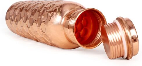 33oz Pure Copper Water Bottle for Drinking, Handcrafted Ayurvedic Copper Bottle, Leak Proof, Copper Bottle Water Vessel, Water Bottle for Sports, Fitness, Yoga (Rose Gold/Hammered Finish) in Saudi Arabia