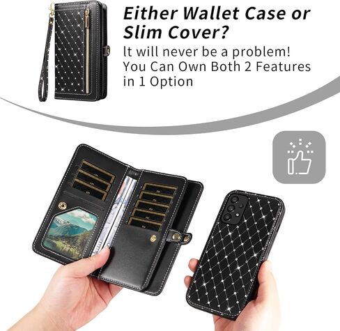 Asuwish Phone Case for Samsung Galaxy A53 5G Zipper Wallet غطاء خلايا مغناطيسية قابلة للفصل مع حزام الشاشة Crossbody Strap Bling Flip Card Card A 53 G5 53A SM A536U 6.5 "2022 Women Pink in Saudi Arabia