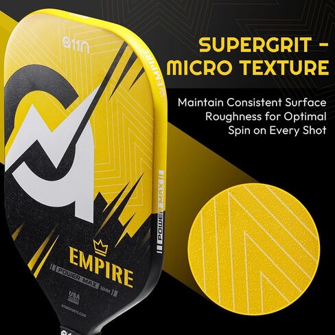 A11N SPORTS Empire Thermoformed Edgeless Pickleball Paddle | Carbon Fiber Face with SuperGrit Texture for Ultimate Spin | Longer Handle for Double-Handed Backhand in Saudi Arabia
