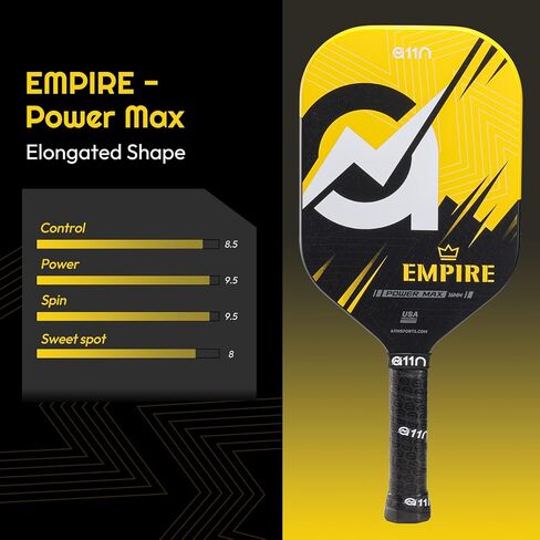 A11N SPORTS Empire Thermoformed Edgeless Pickleball Paddle | Carbon Fiber Face with SuperGrit Texture for Ultimate Spin | Longer Handle for Double-Handed Backhand in Saudi Arabia