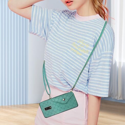 Compatible with Tracfone BLU View 4 Wallet Case with Crossbody Shoulder Strap Stand Credit Card Holder Lanyard Slot Cell Accessories Phone Cover for Blue View4 B135DL Women Blue in Saudi Arabia