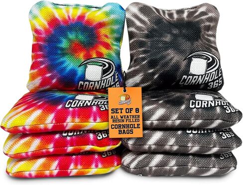 Cornhole365 Baged Cornhole Bag - كل الأحوال الجوية ، نسيج بوليستر شاق ودائم ، ملء الراتنج ، قطعة قماش بطة مزدوجة - أكياس فول كورنول احترافية للاستخدام الداخلي والخارجي - مجموعة من 8 in Saudi Arabia