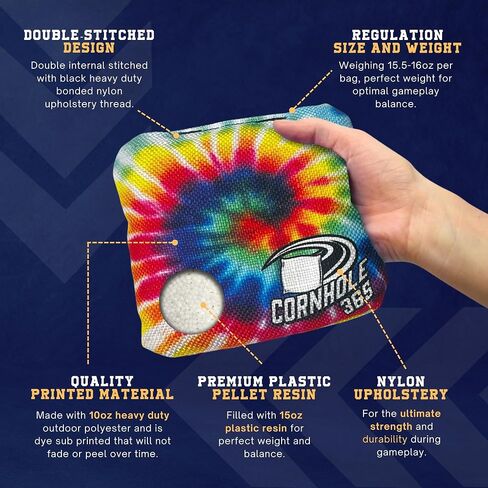 Cornhole365 Baged Cornhole Bag - كل الأحوال الجوية ، نسيج بوليستر شاق ودائم ، ملء الراتنج ، قطعة قماش بطة مزدوجة - أكياس فول كورنول احترافية للاستخدام الداخلي والخارجي - مجموعة من 8 in Saudi Arabia