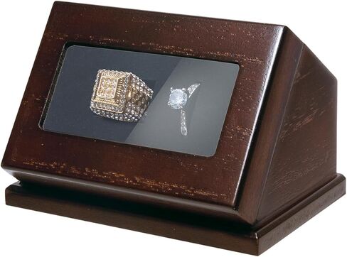 حالة عرض حلقة Wooden Championship ، حامل الحلقة الرياضية للكرة اللينة ، البيسبول ، عشاق كرة السلة ، صندوق تخزين مائل واحد لحلقات متعددة ، وعرض هدايا تذكارية رياضية (غير مدرجة) in Kuwait