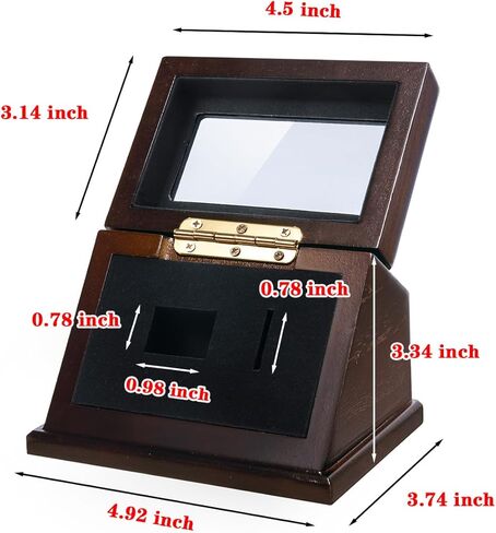 حالة عرض حلقة Wooden Championship ، حامل الحلقة الرياضية للكرة اللينة ، البيسبول ، عشاق كرة السلة ، صندوق تخزين مائل واحد لحلقات متعددة ، وعرض هدايا تذكارية رياضية (غير مدرجة) in Kuwait