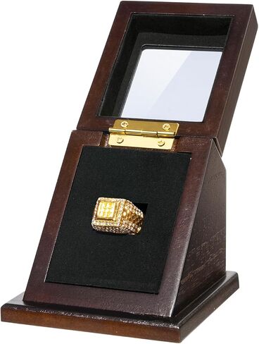 حالة عرض حلقة Wooden Championship ، حامل الحلقة الرياضية للكرة اللينة ، البيسبول ، عشاق كرة السلة ، صندوق تخزين مائل واحد لحلقات متعددة ، وعرض هدايا تذكارية رياضية (غير مدرجة) in Kuwait