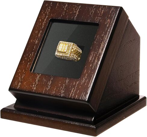 حالة عرض حلقة Wooden Championship ، حامل الحلقة الرياضية للكرة اللينة ، البيسبول ، عشاق كرة السلة ، صندوق تخزين مائل واحد لحلقات متعددة ، وعرض هدايا تذكارية رياضية (غير مدرجة) in Kuwait