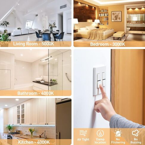 الإضاءة الذكية المريحة 6 بوصة-6 حزمة Wi-Fi Bluetooth Ultra-thin LED LED RECOURED RGBCW مع الإضاءة الوصلة 13W ، 1100LM ، 2700K-6500K ، CRI80+ العمل مع Alexa/Google/Siri in Saudi Arabia
