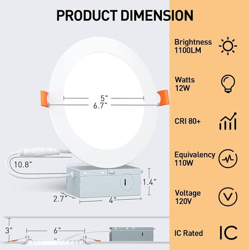 الإضاءة الذكية المريحة 6 بوصة-6 حزمة Wi-Fi Bluetooth Ultra-thin LED LED RECOURED RGBCW مع الإضاءة الوصلة 13W ، 1100LM ، 2700K-6500K ، CRI80+ العمل مع Alexa/Google/Siri in Saudi Arabia