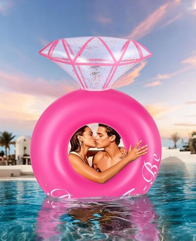 HeySplash Pool Floats for Adults, Large Floats Inflatable Floatie Loungers with Glitter, Swim Tube River Lake Wedding Bride Engagement Party Decor Toy Raft, Flower Bachelorette Fun Decor, Light Pink in Kuwait