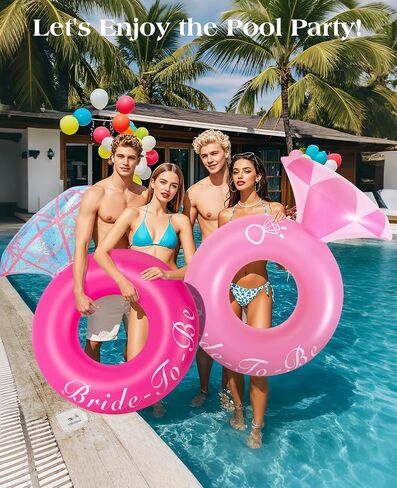 HeySplash Pool Floats for Adults, Large Floats Inflatable Floatie Loungers with Glitter, Swim Tube River Lake Wedding Bride Engagement Party Decor Toy Raft, Flower Bachelorette Fun Decor, Light Pink in Kuwait