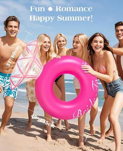 HeySplash Pool Floats for Adults, Large Floats Inflatable Floatie Loungers with Glitter, Swim Tube River Lake Wedding Bride Engagement Party Decor Toy Raft, Flower Bachelorette Fun Decor, Light Pink in Kuwait