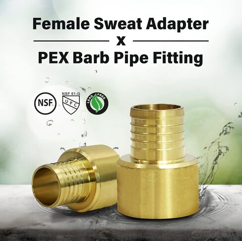 QTGB1258-5 أنثى عرق النحاس محول X PEX Barb Pipe Fitting ، 1/2 × 5/8 ، نحاس in Kuwait