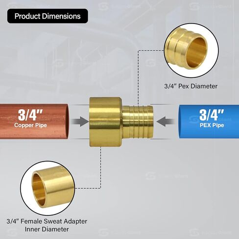 QTGB1258-5 أنثى عرق النحاس محول X PEX Barb Pipe Fitting ، 1/2 × 5/8 ، نحاس in Kuwait