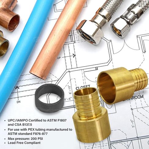 QTGB1258-5 أنثى عرق النحاس محول X PEX Barb Pipe Fitting ، 1/2 × 5/8 ، نحاس in Kuwait