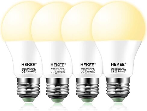 غسق إلى مصابيح ضوء الفجر A19 8W 720 Lumens ، مصابيح الشرفة في الهواء الطلق ، 60 واط مكافئ ، لمبة مستشعر أفران برتقالية LED ، لمبة أمان (تشغيل/إيقاف تشغيل) ، قاعدة برغي E26 (4 حزمة) in Kuwait