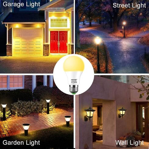 غسق إلى مصابيح ضوء الفجر A19 8W 720 Lumens ، مصابيح الشرفة في الهواء الطلق ، 60 واط مكافئ ، لمبة مستشعر أفران برتقالية LED ، لمبة أمان (تشغيل/إيقاف تشغيل) ، قاعدة برغي E26 (4 حزمة) in Kuwait