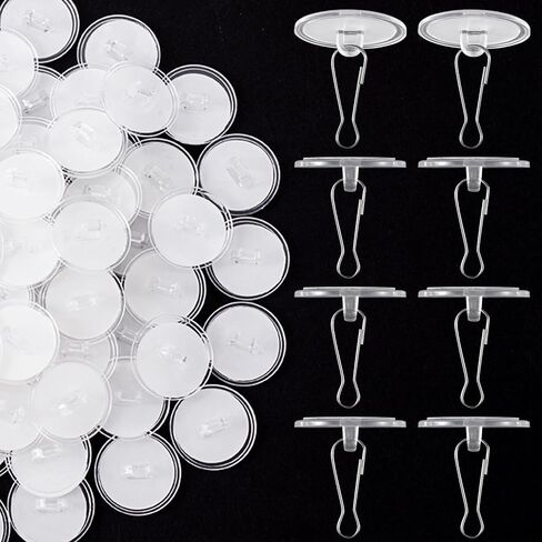 30 Pack Self-Adhesive Ceiling Hooks for Hanging, Sticky Damage-Free Transparent Ceiling Discs with Metal Hook, Removable Wall Hanger for Wedding Birthday Halloween Christams Decorations in Saudi Arabia