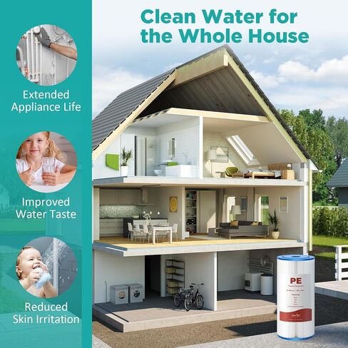 SimPure 10"x4.5" Pleated Sediment Water Filter, 20 Micron Whole House Water Filter Cartridge for Well Water Compatible with FXHSC, ECP20-BB, R50-BBSA, CB1-SED10-BB (4 Pack) in Saudi Arabia