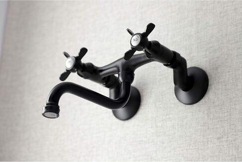 Kingston Brass KS116SB Center Center Wall Mount Bathrate Faucet ، النحاس المصقول 10.38 × 6 × 5.44 in Kuwait