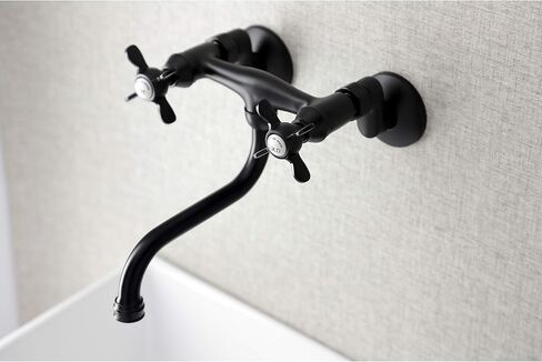 Kingston Brass KS116SB Center Center Wall Mount Bathrate Faucet ، النحاس المصقول 10.38 × 6 × 5.44 in Kuwait