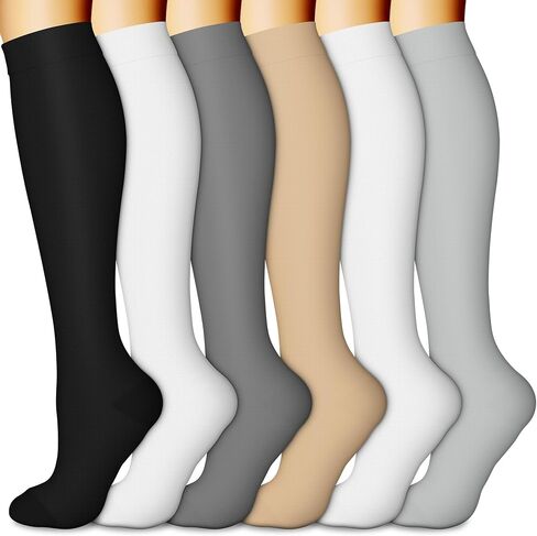 CHARMKING 6 Pairs-Compression Socks for Women & Men Circulation Best Support for Nurses, Running, Athletic,Flight Travel (Multi 34,L/XL) in Saudi Arabia