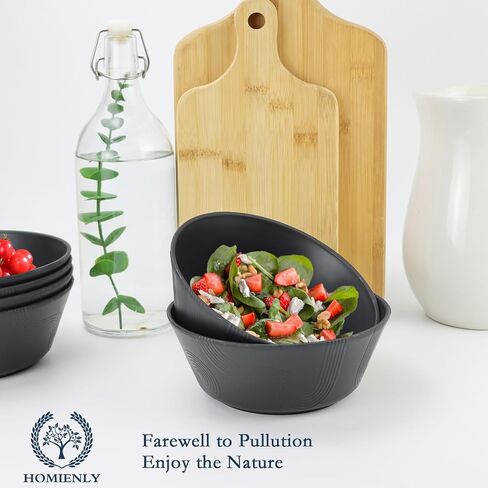 Homienly Wheat Straw Bowl Sets of 6-36oz Cereal Bowls with Textured Design,Microwave and Dishwasher Safe Bowls,Soup Bowl Sets Alternative for Plastic Bowls for Serving Soup,Salad - Multi in Saudi Arabia