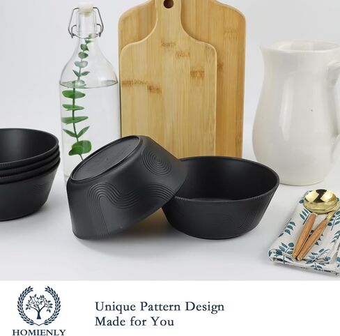Homienly Wheat Straw Bowl Sets of 6-36oz Cereal Bowls with Textured Design,Microwave and Dishwasher Safe Bowls,Soup Bowl Sets Alternative for Plastic Bowls for Serving Soup,Salad - Multi in Saudi Arabia