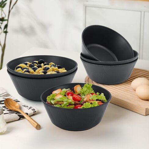Homienly Wheat Straw Bowl Sets of 6-36oz Cereal Bowls with Textured Design,Microwave and Dishwasher Safe Bowls,Soup Bowl Sets Alternative for Plastic Bowls for Serving Soup,Salad - Multi in Saudi Arabia