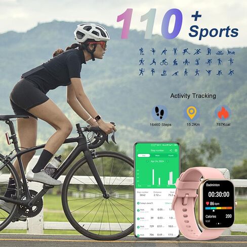 Smart Watch(Answer/Make Call), 1.96" HD Smartwatch for Men Women, 2025 New Fitness Watch with 110+ Sport Modes, Heart Rate, Sleep Monitor, Pedometer, IP68 Waterproof Activity Tracker for Android iOS in Saudi Arabia