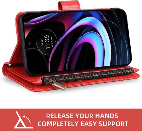 Asuwish Phone Case for Motorola Moto Edge 2021/MotoEdge 5G UW 2021 Wallet Cell Cover with Screen Protector Lanyard Wrist Strap Mandala Flower Zipper Card Holder Slot Stand XT2141-1 Women Girls Gray in Saudi Arabia