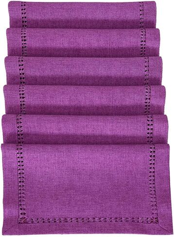 Grelucgo Hemstitch Purple Table Runner أو Dresser Accf ، اللون الصلب ، الهالوين ، حفلات الزفاف ، عيد الفصح والاستخدام اليومي (14 × 54 بوصة) in Kuwait