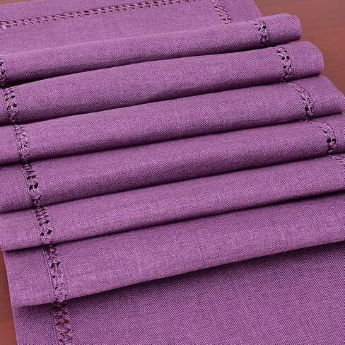 Grelucgo Hemstitch Purple Table Runner أو Dresser Accf ، اللون الصلب ، الهالوين ، حفلات الزفاف ، عيد الفصح والاستخدام اليومي (14 × 54 بوصة) in Kuwait
