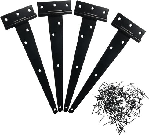 12 PCS 4 inch Black T-Strap Shed Door Hinges for Wood, Barn Door Hinges Gate Hinge for Wooden Fences, Storage Shed, Yard, Barn Door, Toolboxes, Garden Gate Door Rustproof Door Hardware in Saudi Arabia
