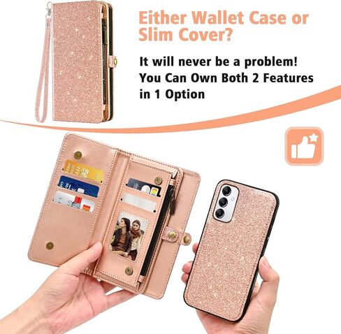 علبة هاتف ASUWISH لـ Samsung Galaxy A14/M14 5G محفظة سحاب غطاء خلايا قابلة للفصل مع حامي الشاشة الزجاجية المحفورة حليقة معصم الائتمان in Saudi Arabia