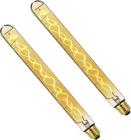 لمبة إديسون ذات أنبوب اختبار طويل حلزوني عتيق، T10/T32 متوسطة (E26) قاعدة قياسية E27، 4W 2200K 240LM لمبة إديسون LED قابلة للتعتيم، 40 وات يعادل أبيض دافئ (زجاج ذهبي كهرماني) in Kuwait