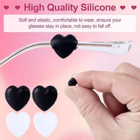11 Pairs Heart Eyeglasses Ear Grips Soft Silicone Retainers Behind The Ear Hooks Anti-Slip Holder Eyeglasses Stopper for Sunglasses, Reading Glasses Teen Girls Boys Women Men(Random Colors) in Kuwait