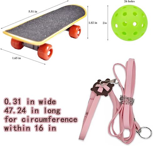 Turtles Playing and Training Toys Set, 1 Adjustable Tortoise Leash 2 Reptile Skateboards 2 Treat Ball, Turtle Fast Skate Accessory Funny Pet Mini Walking Skateboards for Parrot(Yellow Small) in Saudi Arabia