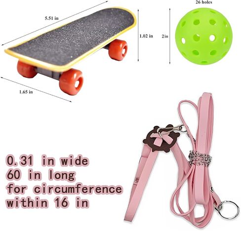 Turtles Playing and Training Toys Set, 1 Adjustable Tortoise Leash 2 Reptile Skateboards 2 Treat Ball, Turtle Fast Skate Accessory Funny Pet Mini Walking Skateboards for Parrot(Yellow Small) in Saudi Arabia