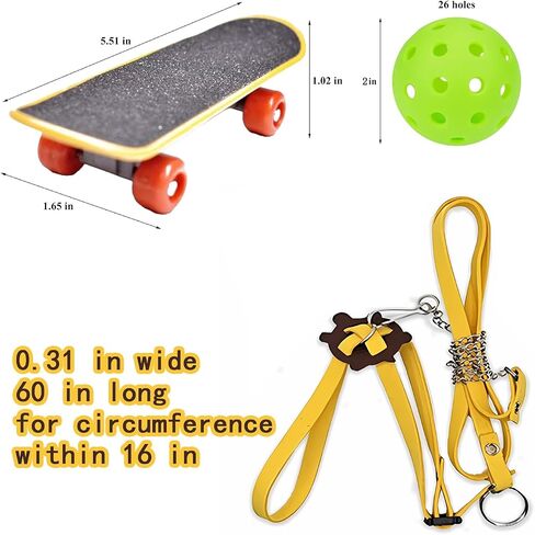 Turtles Playing and Training Toys Set, 1 Adjustable Tortoise Leash 2 Reptile Skateboards 2 Treat Ball, Turtle Fast Skate Accessory Funny Pet Mini Walking Skateboards for Parrot(Yellow Small) in Saudi Arabia