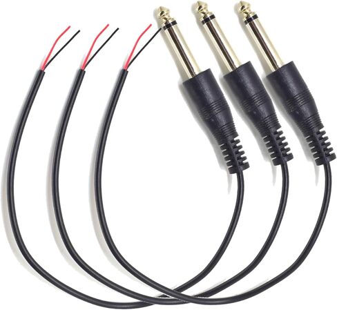 1pcs 0.3m/1ft 6.35mm male slop end ed ， 6.35mm speaker wire to aux 1/4 ts cable لاستبدال سلك كابل القطب 2 القطب in Kuwait