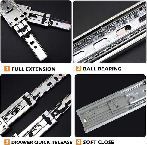 Gobrico 22 Inch Rear/Side Mount Drawer Slides, Ball Bearing Soft Close Drawer Slides Glides with Brackets, Full Extension Heavy Duty Drawer Glides and Runners 10 Pairs in Saudi Arabia