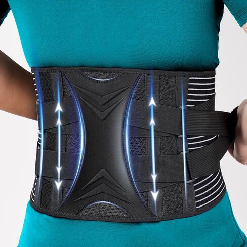 KKM Back Brace for Lower Back Pain Relief - Herniated Disc, Sciatica, Scoliosis, Breathable Back Support Belt, Lower Back Brace with Removable Lumbar Pad for Men & Women, L in Saudi Arabia